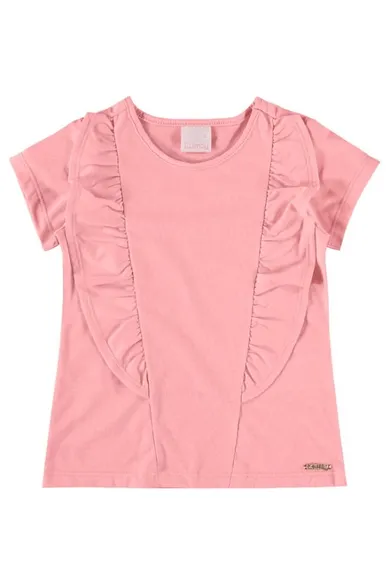Bluzka dziewczęca z krótkim rękawem, różowa, Quimby