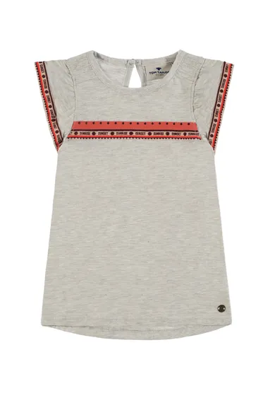 Bluzka dziewczęca z krótkim rękawem, szara, Tom Tailor