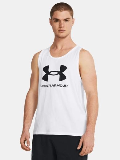 Bluzka męska bez rękawów, biała, Under Armour