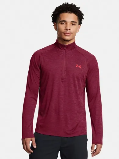 Bluzka męska z długim rękawem, bordowa, Under Armour