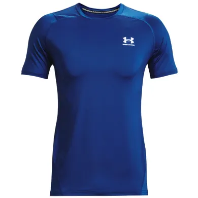 Bluzka męska z krótkim rękawem, niebieska, Under Armour Heatgear Armour Fitted Short Sleeve