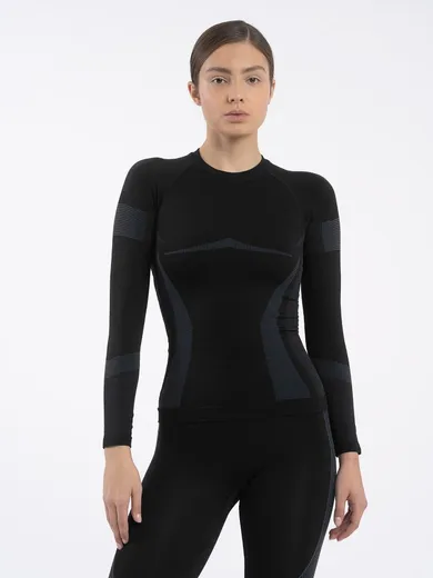Bluzka termoaktywna damska z długim rękawem, czarna, 4F