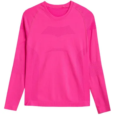 Bluzka termoaktywna damska z długim rękawem, różowa, 4F