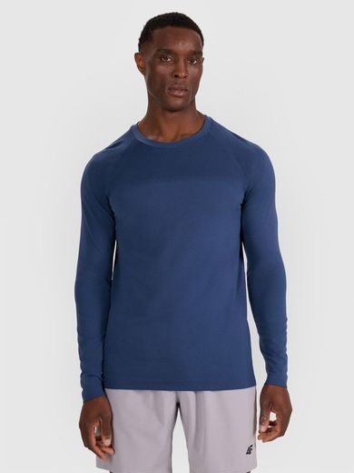 Bluzka treningowa męska z długim rękawem, granatowa, 4F