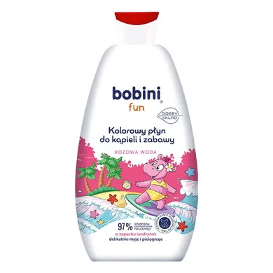Bobini, Fun, kolorowy płyn do kapieli i zabawy, różowa woda, 500 ml