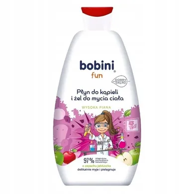 Bobini, Fun, płyn do kąpieli i żel do mycia ciała o zapachu jabłuszka, 500 ml