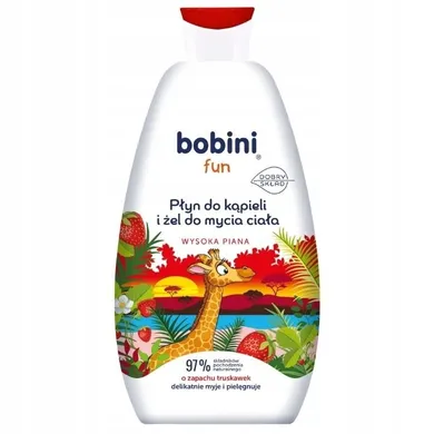 Bobini, Fun, płyn do kąpieli i żel do mycia ciała o zapachu truskawek, 500 ml