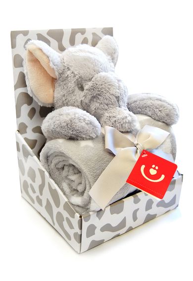 Bobo Baby, koc 75-100 cm + Słoń, maskotka