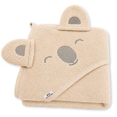 Bocioland, Koala, bawełniane okrycie kąpielowe, ręcznik z kapturkiem, 95-95 cm