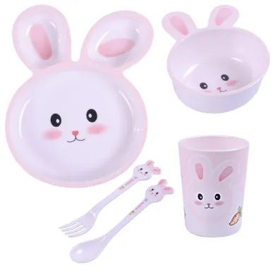 Bocioland, Królik, zestaw naczyń, 5 elementów