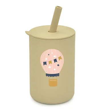 Bocioland, kubek silikonowy ze słomką, balon, 150 ml