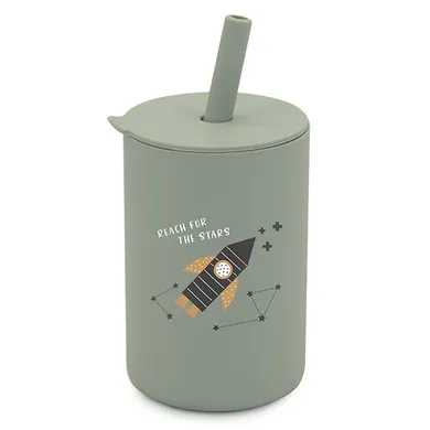 Bocioland, kubek silikonowy ze słomką, rakieta