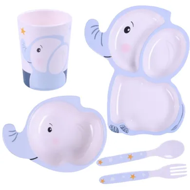 Bocioland, Słoń, zestaw naczyń, 5 elementów
