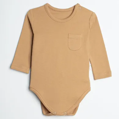 Body chłopięce z długim rękawem, beżowe, Nicol