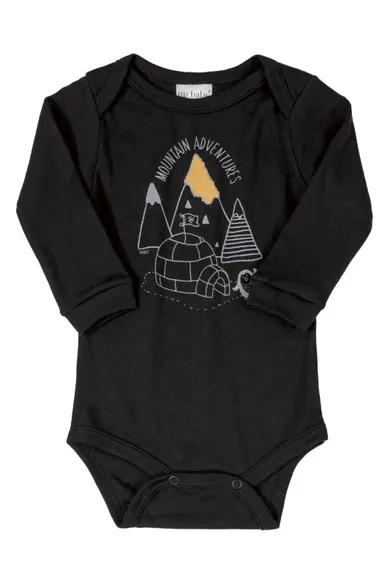 Body chłopięce z długim rękawem, czarne, Mountain Adevntures, Up Baby