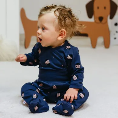 Body chłopięce z długim rękawem, granatowe, Eevi