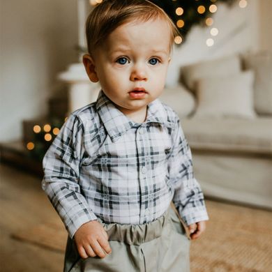 Body chłopięce z długim rękawem, koszulowe, szare, Eevi