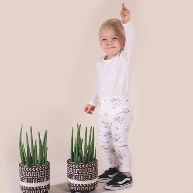 Body chłopięce z długim rękawem, prążkowane, ecru, Nicol