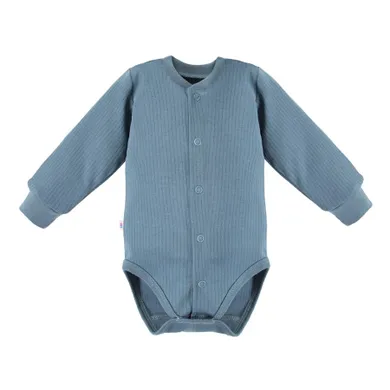 Body chłopięce z długim rękawem, prążkowane, niebieskie, Eevi