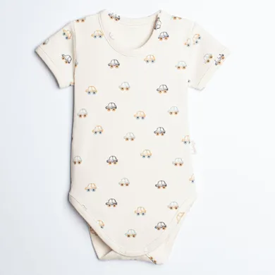 Body chłopięce z krótkim rękawem, beżowe, Nicol