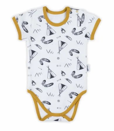 Body chłopięce z krótkim rękawem, białe, indiańskie wzory, Nicol