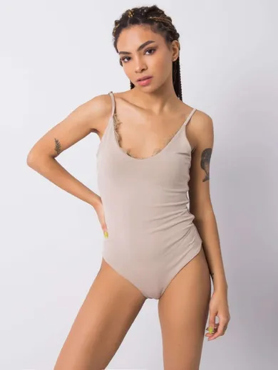 Body damskie na ramiączka, beżowe, Rue Paris