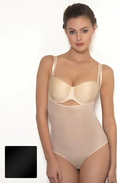 Body damskie na ramiączka, modelujące, czarne, Naomi Corrective Wear, Gatta