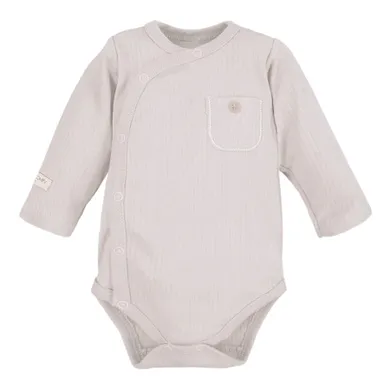 Body dziecięce z długim rękawem, prążkowane, beżowe, Eevi