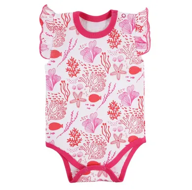 Body dziewczęce bez rękawów, białe, rafa koralowa, Eevi