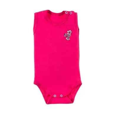 Body dziewczęce bez rękawów, różowe, kwiaty, Eevi