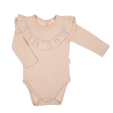 Body dziewczęce z długim rękawem, beżowe, Nicol