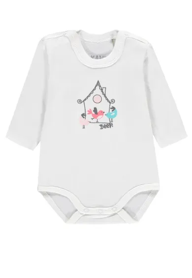 Body dziewczęce z długim rękawem, białe, Kanz