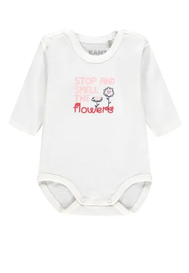 Body dziewczęce z długim rękawem, białe, Kanz