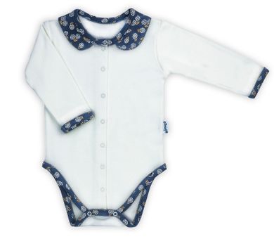 Body dziewczęce z długim rękawem, białe, kołnierzyk, Nicol