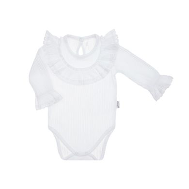 Body dziewczęce z długim rękawem, białe, Nicol