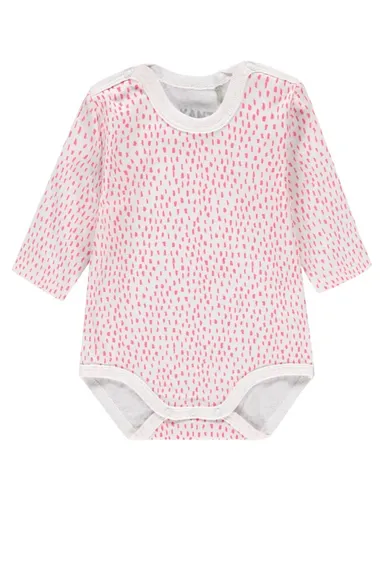 Body dziewczęce z długim rękawem, biało-różowe, Kanz