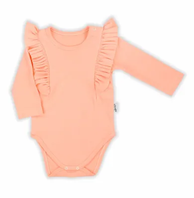 Body dziewczęce z długim rękawem, łososiowe, Nicol