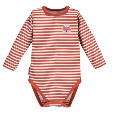 Body dziewczęce z długim rękawem, pomarańczowe, paski, Eevi