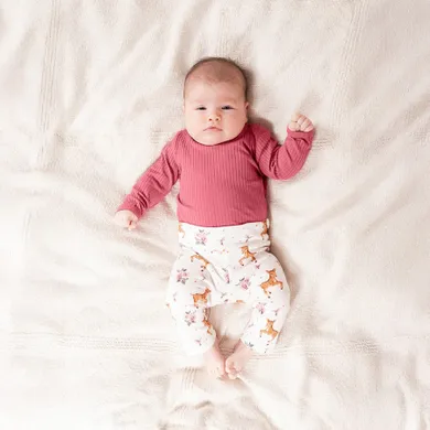 Body dziewczęce z długim rękawem, prążkowane, różowe, Nicol