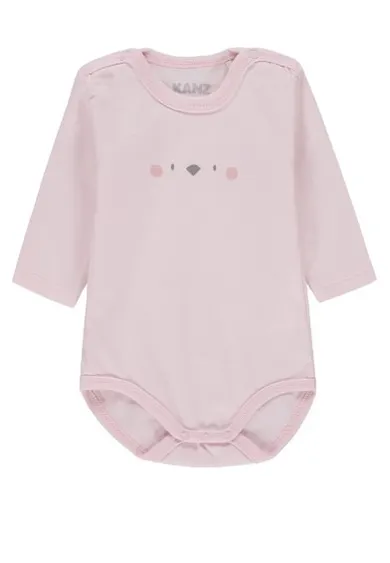 Body dziewczęce z długim rękawem, różowe, Kanz