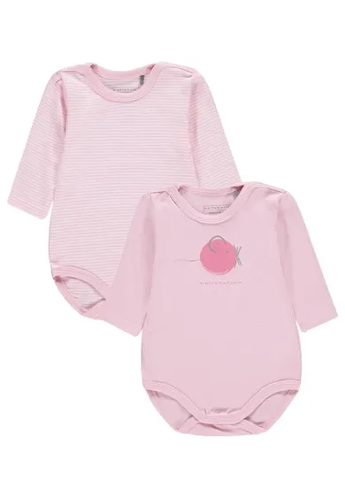 Body dziewczęce z długim rękawem, różowe, zestaw, 2 szt., Bellybutton