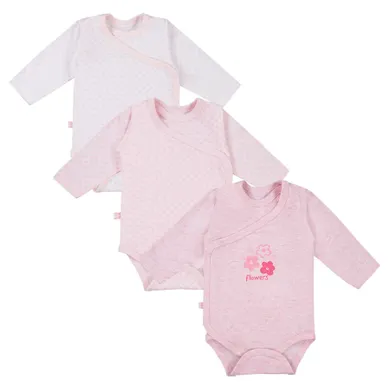 Body dziewczęce z długim rękawem, różowe, zestaw, 3 szt., Eevi