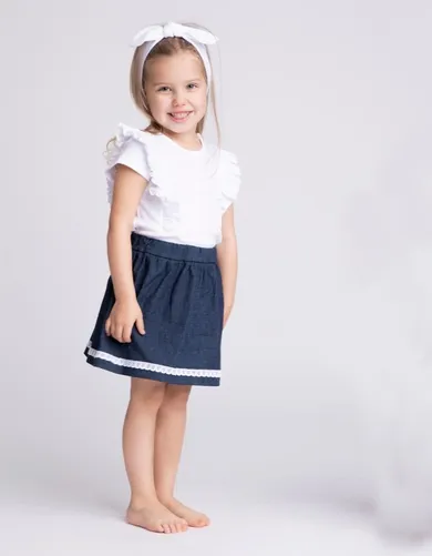 Body dziewczęce z krótkim rękawem, białe, Nicol