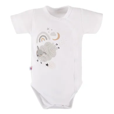 Body dziewczęce z krótkim rękawem, białe, owieczka, Eevi