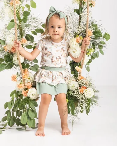 Body dziewczęce z krótkim rękawem, ecru, Nicol