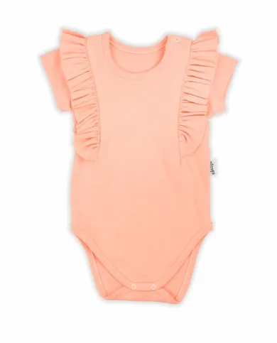 Body dziewczęce z krótkim rękawem, łososiowe, Nicol