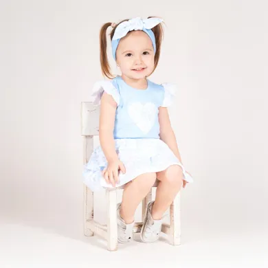 Body dziewczęce z krótkim rękawem, niebieskie, Nicol