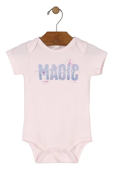 Body dziewczęce z krótkim rękawem, różowe, Magic, Up Baby