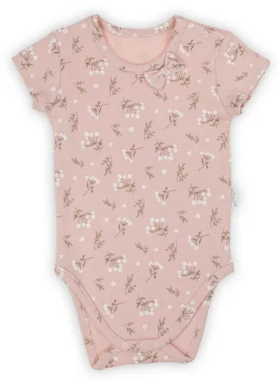 Body dziewczęce z krótkim rękawem, różowe, Nicol