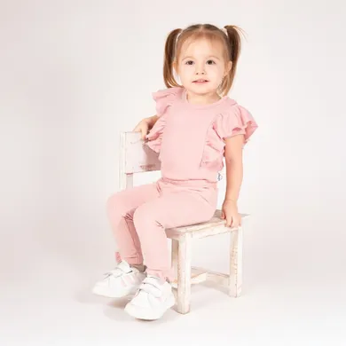 Body dziewczęce z krótkim rękawem, różowe, Nicol